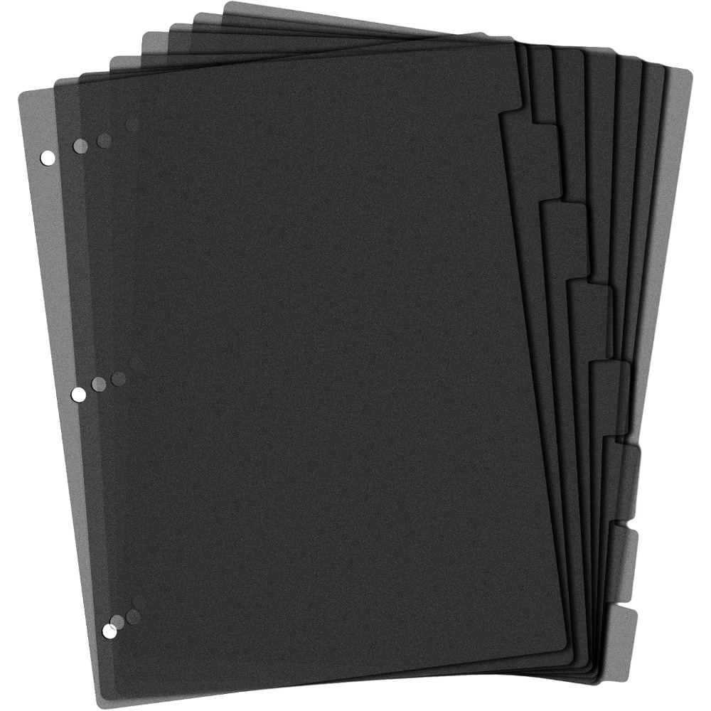 Index Tab Divider - 8 separadores de plástico negro para