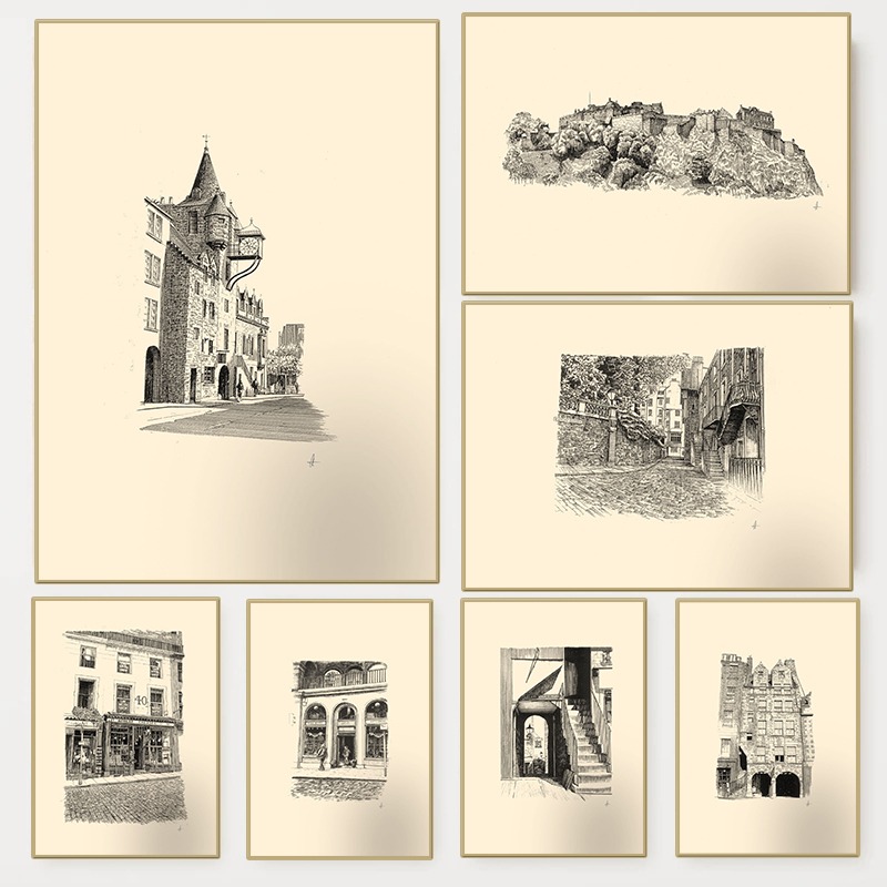 Fountain Pen Ink - Póster Vintage del Castillo de Edimburgo,