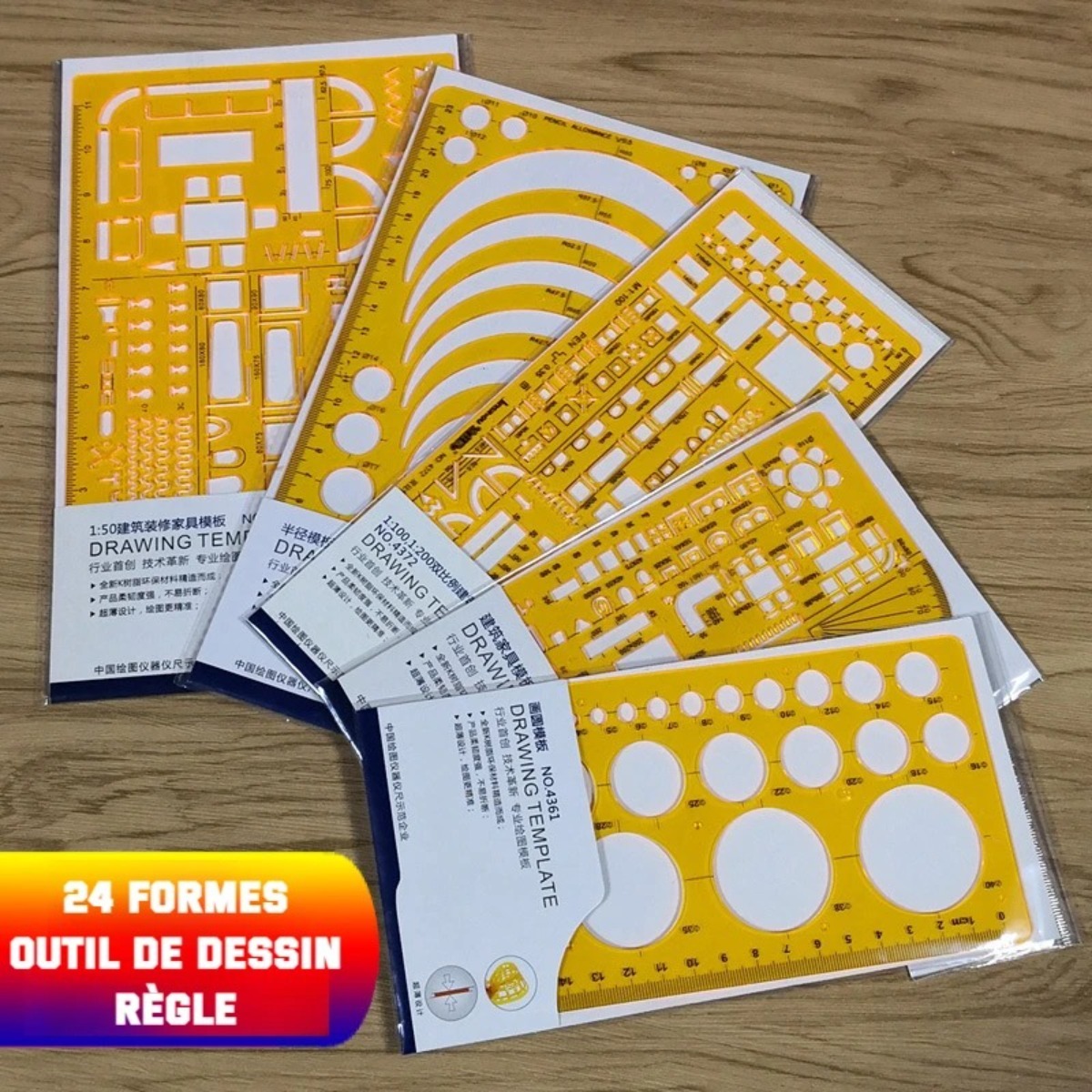 Juego de plantillas de dibujo  - Ruler Set Transparent reseña y precio